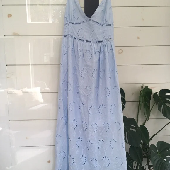 blue tank top dress Bluebell Eyelet Midi Dress – THE LUCKY KNOT